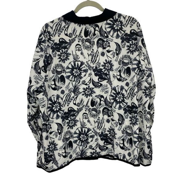 Modcloth Black Floral Chiffon Button up Top Size 1X  Long Sleeves - Picture 2 of 10